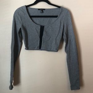 Forever 21, Medium, Grey long sleeve crop top.
